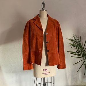 VTG Rust Cedar Leather Blazer Jacket Plus Oversized Workwear Capsule Tailored